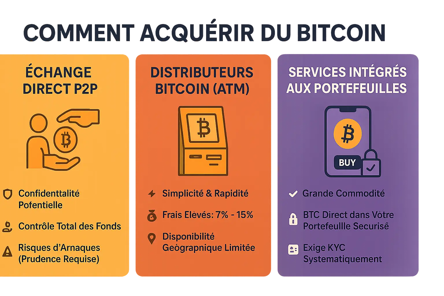 Illustration des méthodes d'achat de Bitcoin sans plateforme